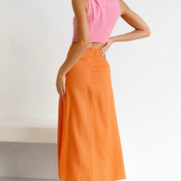 Pink Crop Top / Orange Skirt Tie Dress - Picture 4 of 4